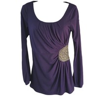 Women&#39;s Purple Long Sleeve Embellished Top Size S - £6.70 GBP