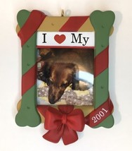2001 Hallmark Keepsake I ❤️ My Dog Christmas Tree Ornament Photo Top Holder Love - £11.10 GBP