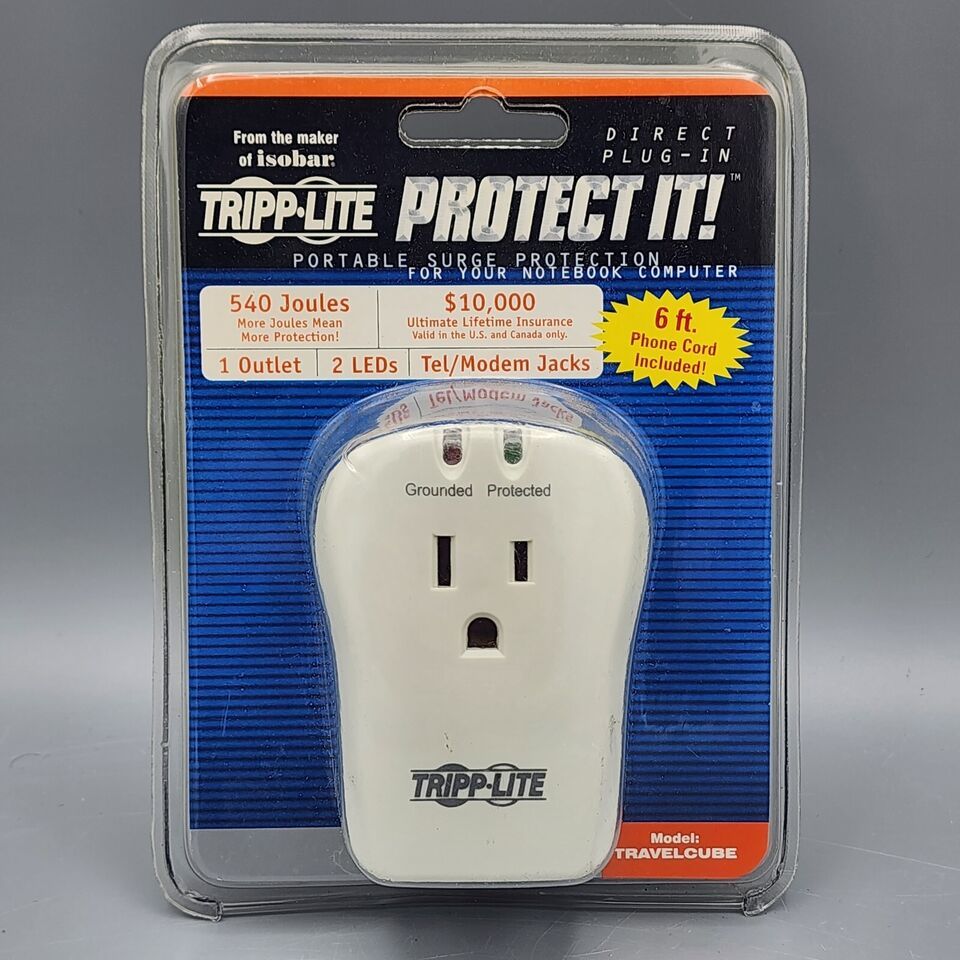 TRIPP-LITE PROTECT IT! Portable Surge Protector Direct Wall Plug-In Trav... - $9.74