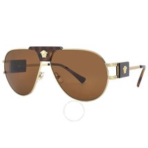 Versace VE2252 147073 Sunglasses Gold Frame Dark Brown Lens 63mm - $345.00