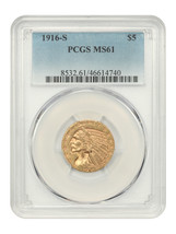 1916-S $5 PCGS MS61 - $1,578.68
