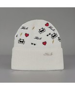 NWT KARL LAGERFELD PARIS CATE PINS EMBROIDERY BEANIE SACRF GIFT SET IVORY - $74.76