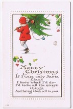 Postcard Embossed Merry Christmas If I Were Only Santa Child Tree - £1.09 GBP