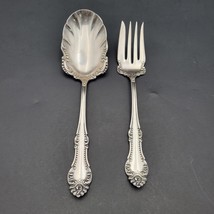 Oneida CARLTON (1898) Rogers A1 Serving Set SILVER PLATE Spoon &amp; Fork Rare - £29.24 GBP