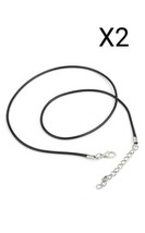 UK BASED! 2 BLACK x Leather Necklace Cord with Lobster Clasp, DIY Jewelr... - £1.76 GBP