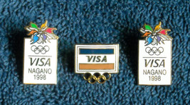 Vintage Lot 3 Visa Olympics Pins Nagano 1998 - £17.08 GBP