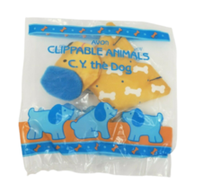 VINTAGE 1988 AVON CLIPPABLE ANIMALS C Y THE PUPPY DOG BLUE TOY NEW IN PA... - $9.50