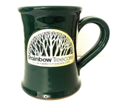 Deneen Pottery &quot;Rainbow Tree Care&quot; Logo Mug Shiny Green Glaze 4&quot;H 9 oz  ... - £9.04 GBP