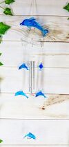 Nautical Marine Blue Swimming Dolphin Acrylic Glass Wind Chime 22"L Sea ... - $17.99