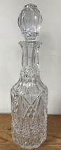 Vintage Bohemian Crystal Quilted Cut Glass Liquor Wine Decanter Bottle w Stopper - £259.19 GBP