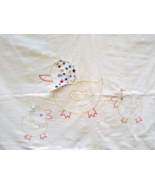 Sweet Vintage Flannel Baby Receiving Blanket w/Hand Embroidered Duck Family - £15.73 GBP