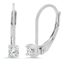 0.30CT Simulated Diamond Solitaire Dangle Leverback Earrings Gold Plated Silver - £53.50 GBP