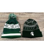 Michigan State Spartans Winter Knit Hats Lot Of 2 Cuffed Beanie, Pom Pom - £15.10 GBP