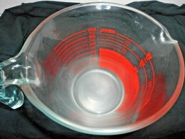 Pyrex 4 Cup Glass Measuring Cup Red Reverse Read Open Handle Slanted Sides VTG - £16.63 GBP