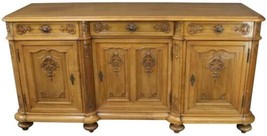 Rococo Sideboard Louis XV Antique French 1890 Walnut 3-Doors 3-Drawer - £4,431.78 GBP