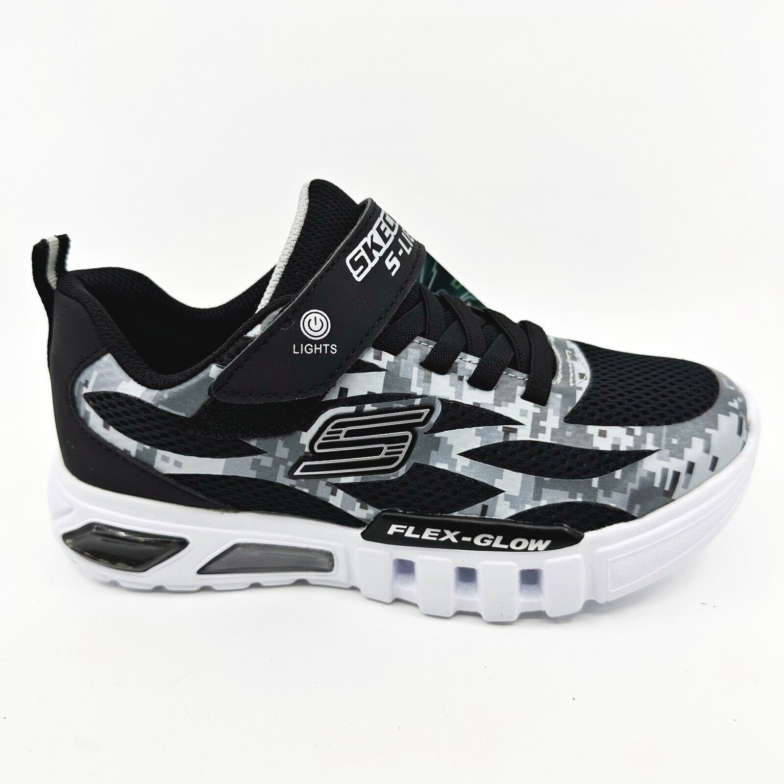 Primary image for Skechers S Lights Flex Glow Taren Black Gray Kids Boys Size 3 Sneakers