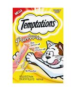 BestBy12/26 Temptations Creamy Puree Cat Treats Chicken &amp; Salmon 16 Pouches - $186.94 MXN