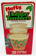 Vintage 80&#39;s Hefty Holiday Tumblers Crystal Plastic 20 Count - $9.89