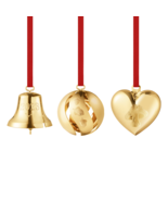 2023 Georg Jensen Christmas Holiday Ornament Gold 18Kt Bell Ball Heart S... - £61.79 GBP