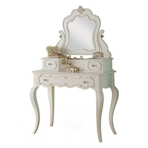 Edalene Vanity Desk w/Mirror, Pearl White Finish - $699.00