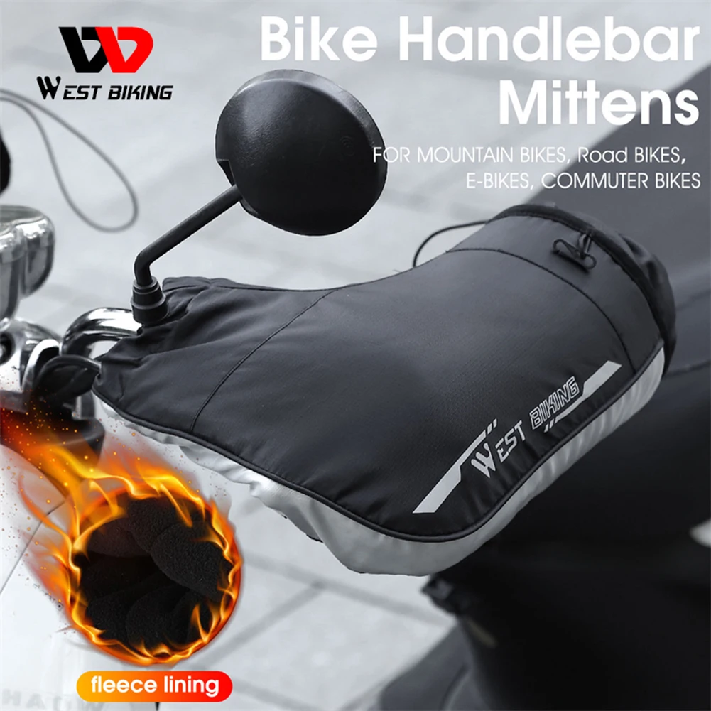 WEST BIKING Windproof Thermal Bar Mittens MTB Road Bicycle Electric Bike - £25.65 GBP