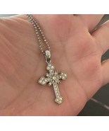 Gothic Style Silver Tone Crystals Cross Pendant with Ball Chain 18”, 2” ... - £4.77 GBP