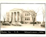 RPPC Platte County Court House Wheatland WY Street View Cars UNP Postcard - £32.65 GBP