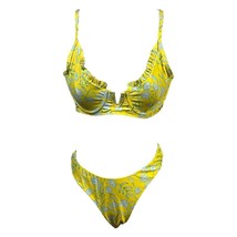 Zaful Bikini 2PC Set Yellow Floral Print NEW Push Up V-Wire High Cut Siz... - £10.08 GBP