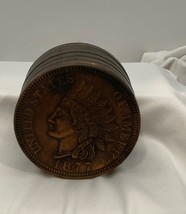 Vintage Indian Head 1877 One Cent Copper Stacked Souvenir Coin Penny Bank - €16,15 EUR