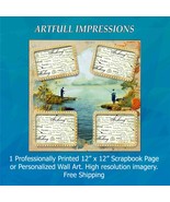 Fishing - Vintage Fishing Scene Personalized Wall Art or Scrapbook Page - €18,95 EUR
