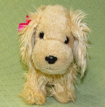 Pucci Pups Cocker Spaniel Plush Dog Tan Puppy Realistic Stuffed Animal Pink Bow - £8.44 GBP