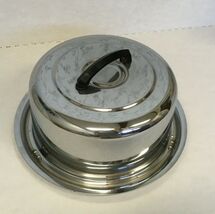 Vintage round metal cake cover carrier with locking lid mid century kitchen - $24.70