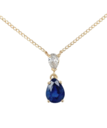 14k Yellow Gold 1.84 Carat Blue Genuine Natural Sapphire Diamond Necklac... - €1.627,15 EUR 14k Yellow Gold 1.84 Carat Blue Genuine Natural Sapphire Diamond Necklac... - €1.627,15 EUR