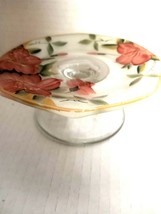 Vintage Collectible Frosted Glass Small Footed C UPC Ake Display Plate 5&quot; - £17.32 GBP