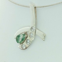 Green White Bi-color Quartz White Topaz Handmade Silver Unisex Pendant Design 72 - £48.10 GBP