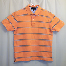 Tommy Hilfiger Polo Shirt Men&#39;s Large L Orange Striped - $7.91