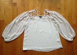 Express Women&#39;s Sheer Lined Ivory Blouse Size Small - $24.23