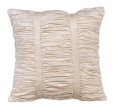 Textured Pintucks Velvet Ivory Pillows Cover, Soft Ivory Beauty, 16&quot;x16&quot; - £43.04 GBP+