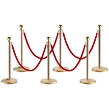 VEVOR Stanchion Post with Velvet Rope, 6-Pack Crowd Control Stanchion with 4PCS  - £144.60 GBP