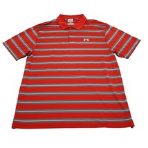 Under Armour Shirt Mens 2XL Red Striped Polo Stretch Athletic Loose Workout - $18.69