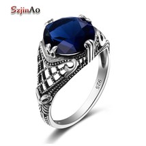 Fashion Crown Ring Women&#39;s Silver Engagement Ring Handmade Sapphire Silver 925 J - £39.32 GBP