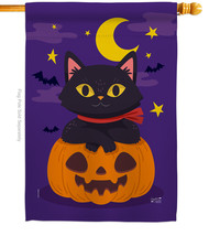 Halloween Kitty - Impressions Decorative House Flag H137297-BO - £32.22 GBP