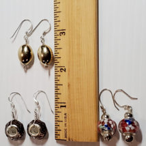 3 Pair Bundle Pack Lot 925 Sterling Silver Dangle Earrings Glass Lucite  13.8 gr - $33.45