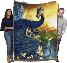 Blue Dragon Blanket by Ciruelo - Gift Fantasy Tapestry Throw Woven from, 72x54 - £62.33 GBP