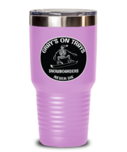 Snowboarding Tumbler. Gray&#39;s on Trays Snowboarders Never Die. LtPurpe-T-30oz  - £24.65 GBP