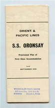 Orient &amp; Pacific Lines S S Oronsay Deck Plan of First Class Accommodations 1959 - £37.98 GBP
