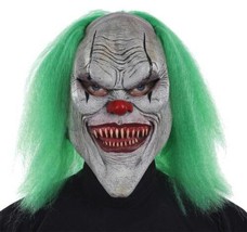 Mens Adult Halloween Mask &amp; Wig Creepy EVIL Clown Costume Accessory - £23.35 GBP