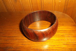 Vintage 1980&#39;s Dark Wood Design Bangle Cuff 1 1/4&quot; Wide Bracelet - £7.92 GBP