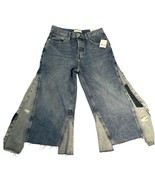 We The Free Wide Leg Jeans Distressed Raw Hem Split Leg Blue Denim Size 26 - €77,21 EUR
