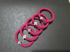 Prayer rope rosary, Christian Orthodox bracelet, rich pink color komboskini - $7.49